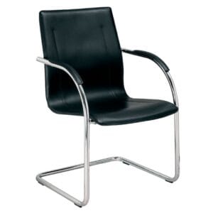 OMIKRON Πολυθρόνα Γραφείου Επισκέπτη, Μέταλλο Χρώμιο PVC Μαύρο