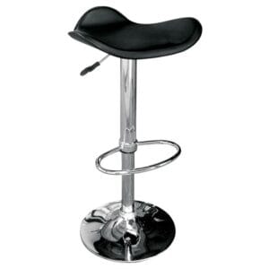 SADDLE Σκαμπό BAR, Βάση Χρώμιο, Pvc Μαύρο, Ρύθμιση Ύψους, Περιστρεφόμενο