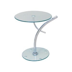 RAVEL Τραπεζάκι Βοηθητικό Χρώμιο - Γυαλί Clear Tempered