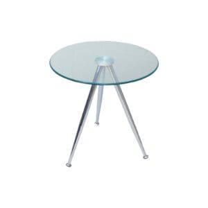 MABEL Τραπεζάκι Βοηθητικό Μέταλλο Χρώμιο - Γυαλί Clear Tempered 8mm