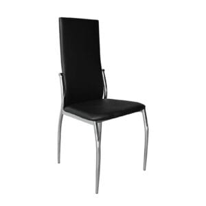 FRESH Καρέκλα Τραπεζαρίας Κουζίνας Μέταλλο Χρώμιο, Pu Μαύρο