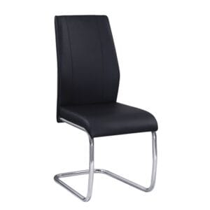 TULIP Καρέκλα Τραπεζαρίας Κουζίνας Μέταλλο Χρώμιο, PU Μαύρο
