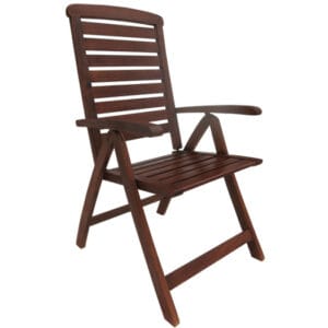 GARDEN Πολυθρόνα Βεράντας - Κήπου, Ξύλο Ακακία, Ψηλή Πλάτη 5 Θέσεων, Πτυσσόμενη, Καρυδί