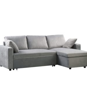 MONTREAL Καναπές - Κρεβάτι με Χώρο Αποθήκευσης, Αναστρέψιμη Γωνία, Velure Ανοιχτό Γκρι