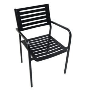 VERA Πολυθρόνα Μέταλλο Βαφή  Μαύρο, Στοιβαζόμενη