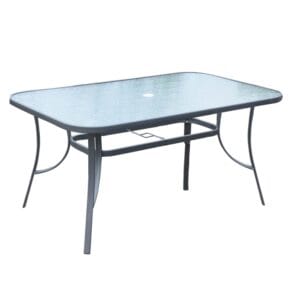 RIO Τραπέζι Κήπου - Βεράντας, Μέταλλο Βαφή Ανθρακί, Γυαλί