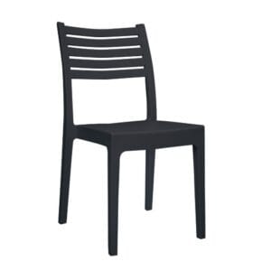 OLIMPIA Καρέκλα Τραπεζαρίας Κήπου Στοιβαζόμενη, PP - UV Protection, Απόχρωση Ανθρακί