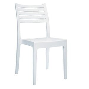 OLIMPIA Καρέκλα Τραπεζαρίας Κήπου Στοιβαζόμενη, PP - UV Protection, Απόχρωση Άσπρο