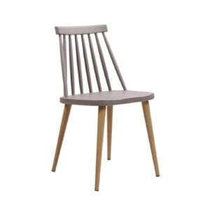 LAVIDA Καρέκλα Τραπεζαρίας Κουζίνας, Μέταλλο Βαφή Φυσικό PP Sand Beige