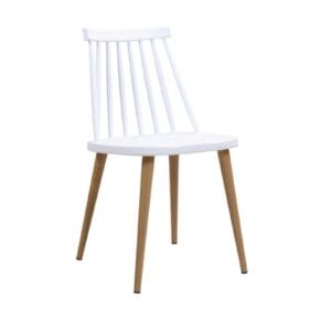 LAVIDA Καρέκλα Τραπεζαρίας Κουζίνας, Μέταλλο Βαφή Φυσικό PP Άσπρο