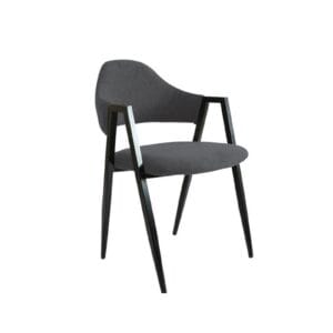 DELTA Πολυθρόνα Μέταλλο Βαφή Μαύρο, Ύφασμα Γκρι