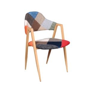 DELTA Πολυθρόνα Μέταλλο Βαφή Φυσικό, Ύφασμα Patchwork