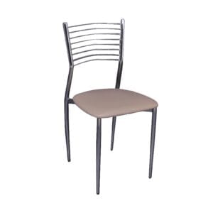 VIVIAN Καρέκλα Μέταλλο Χρώμιο, PVC Cappuccino