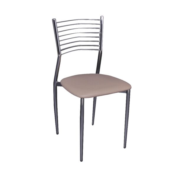 VIVIAN Καρέκλα Μέταλλο Χρώμιο, PVC Cappuccino