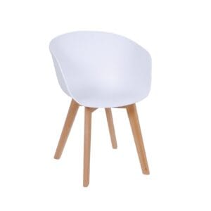 OPTIM Πολυθρόνα Ξύλινο Πόδι Οξιά Φυσικό, PP Άσπρο