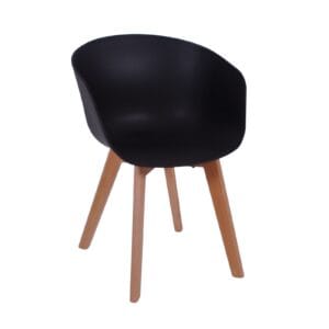 OPTIM Πολυθρόνα Ξύλινο Πόδι Οξιά Φυσικό, PP Μαύρο