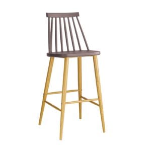 LAVIDA Σκαμπό BAR με Πλάτη, Μέταλλο Βαφή Φυσικό, PP Απόχρωση Sand Beige