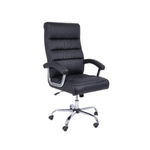 BF5850 Πολυθρόνα Διευθυντή Μέταλλο Χρώμιο, PU Μαύρο