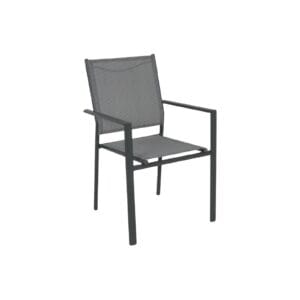 LANSON Πολυθρόνα Κήπου Βεράντας, Μέταλλο Βαφή Ανθρακί Textilene Grey