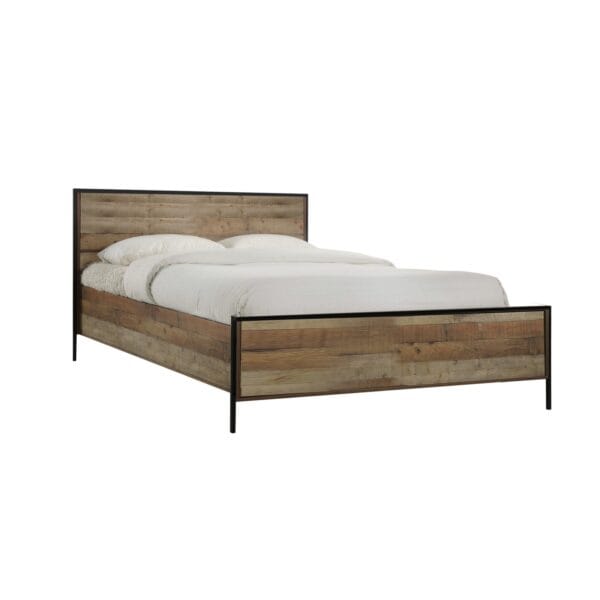 PALLET Κρεβάτι Διπλό, για Στρώμα 160x200cm, Μέταλλο Βαφή Μαύρο, Antique Oak