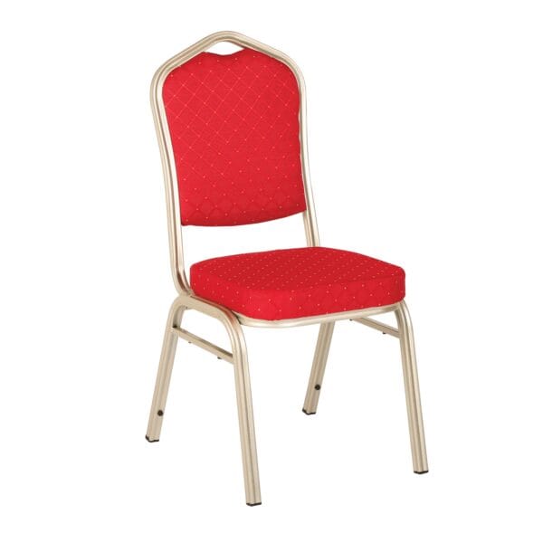HILTON Καρέκλα Μέταλλο Βαφή Light Gold, Ύφασμα Κόκκινο