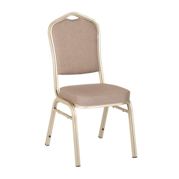 HILTON Καρέκλα Μέταλλο Βαφή Light Gold, Ύφασμα Γκρι