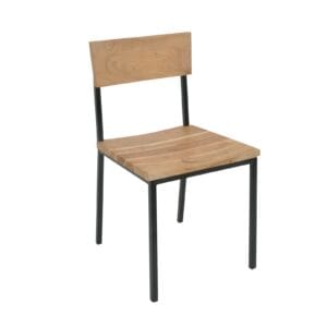 LIZARD Καρέκλα Τραπεζαρίας Μέταλλο Βαφή Μαύρο, Ξύλο Ακακία Φυσικό