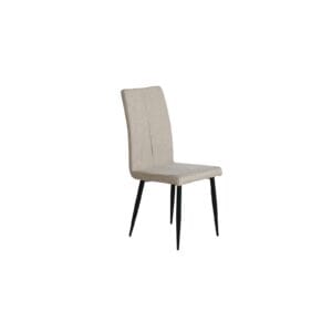 MINA Καρέκλα Τραπεζαρίας Κουζίνας, Μέταλλο Βαφή Μαύρο, Ύφασμα Μπεζ