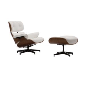 RELAX Πολυθρόνα με Σκαμπό, Σαλονιού - Καθιστικού, PU Άσπρο