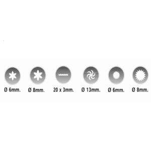 Μύτες κορνέ διάφορες - 6τμχ - Rosa 6/8, Cinta 20x3, Helice 5, Estrella 6/9/13